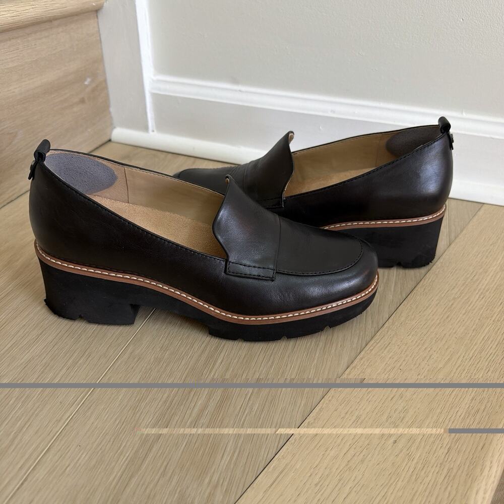 Naturalizer Women's Darry Lug Sole Heeled Loafers Black Size US 8.5 EU 39
